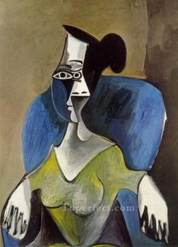 Mujer sentada en un sillón azul 1962 cubista Pablo Picasso Pinturas al óleo